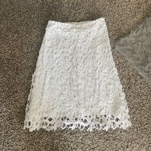 Valerie Stevens White Crochet Lace Skirt